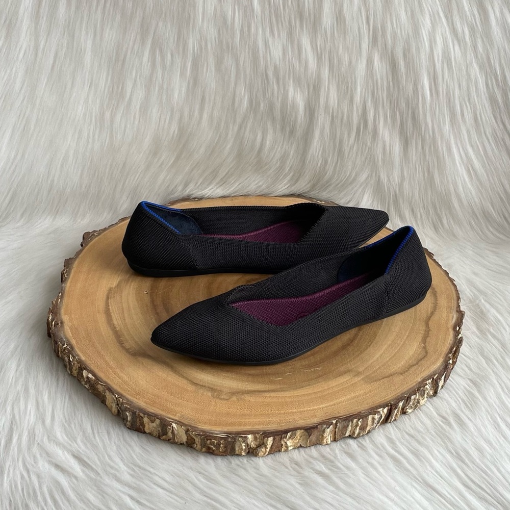 Rothy's Black Flats with Blue Trim